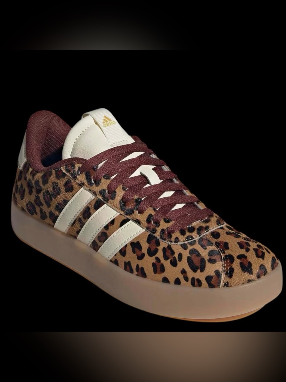Adidas VL Court 3.0 Sz 10 Women NEW Cream White/Mesa/Fox Brown Ponyhair Leopard